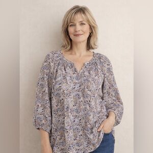 J Jill PureJill | Linen Relaxed Peasant Top, XLP